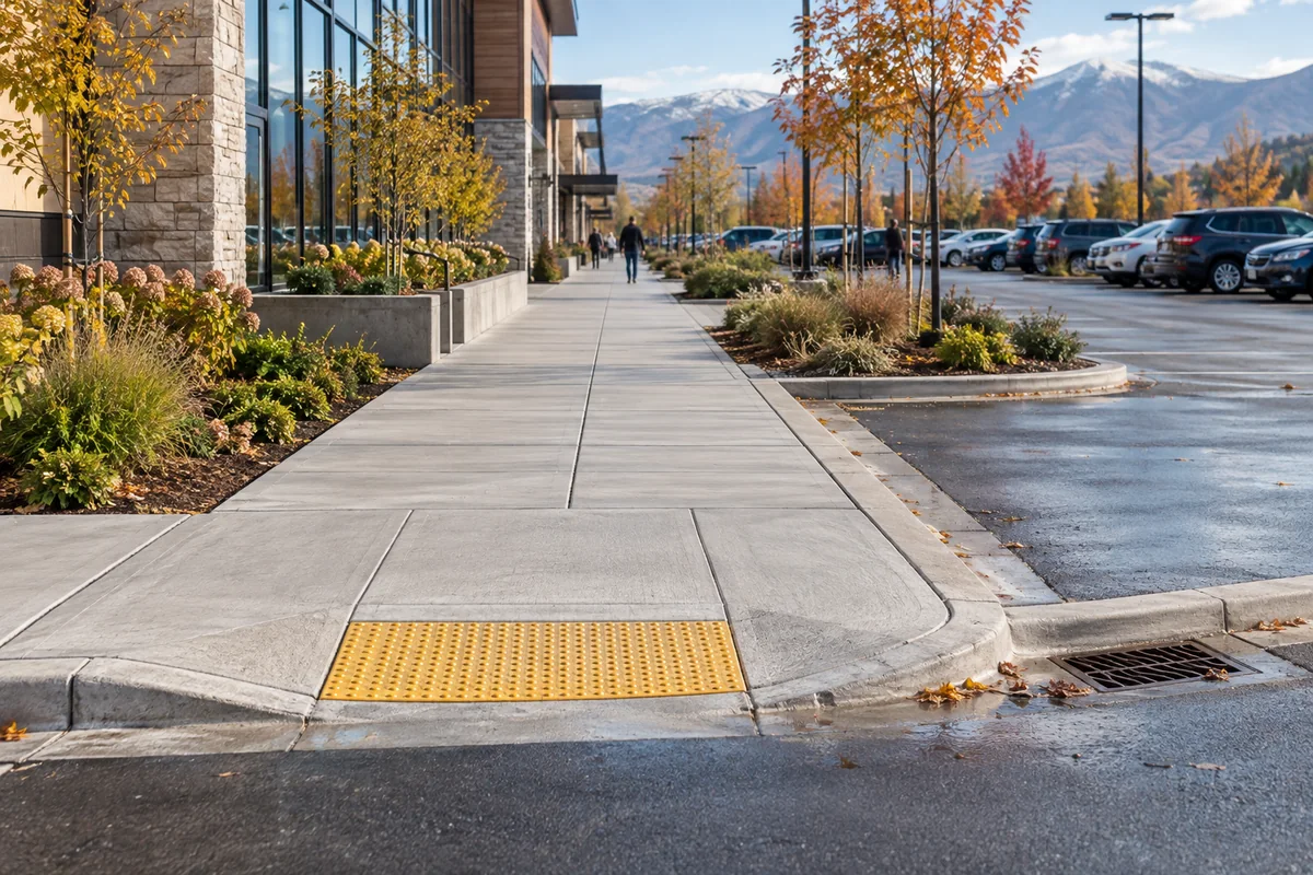 Commercial Curbs and Sidewalks finished detail in Fredericton